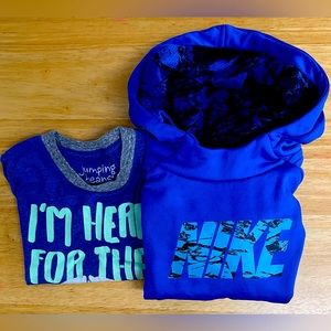 Kids Nike pull over sweater and jumping bean tshirt size 2T blue
